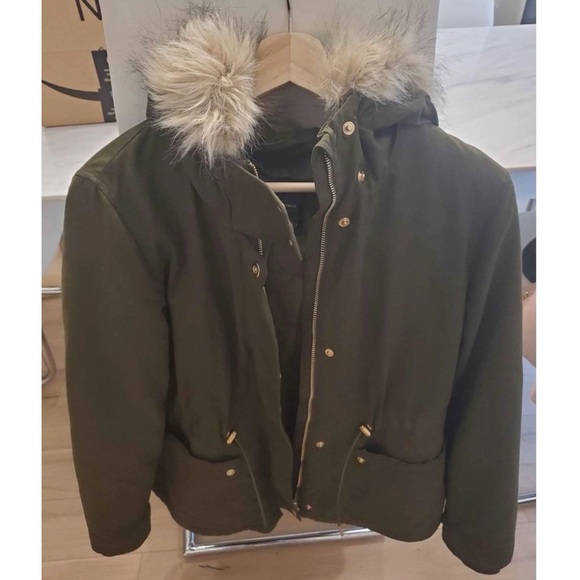 Zara Khaki Green Parka Coat - Picture 3 of 5
